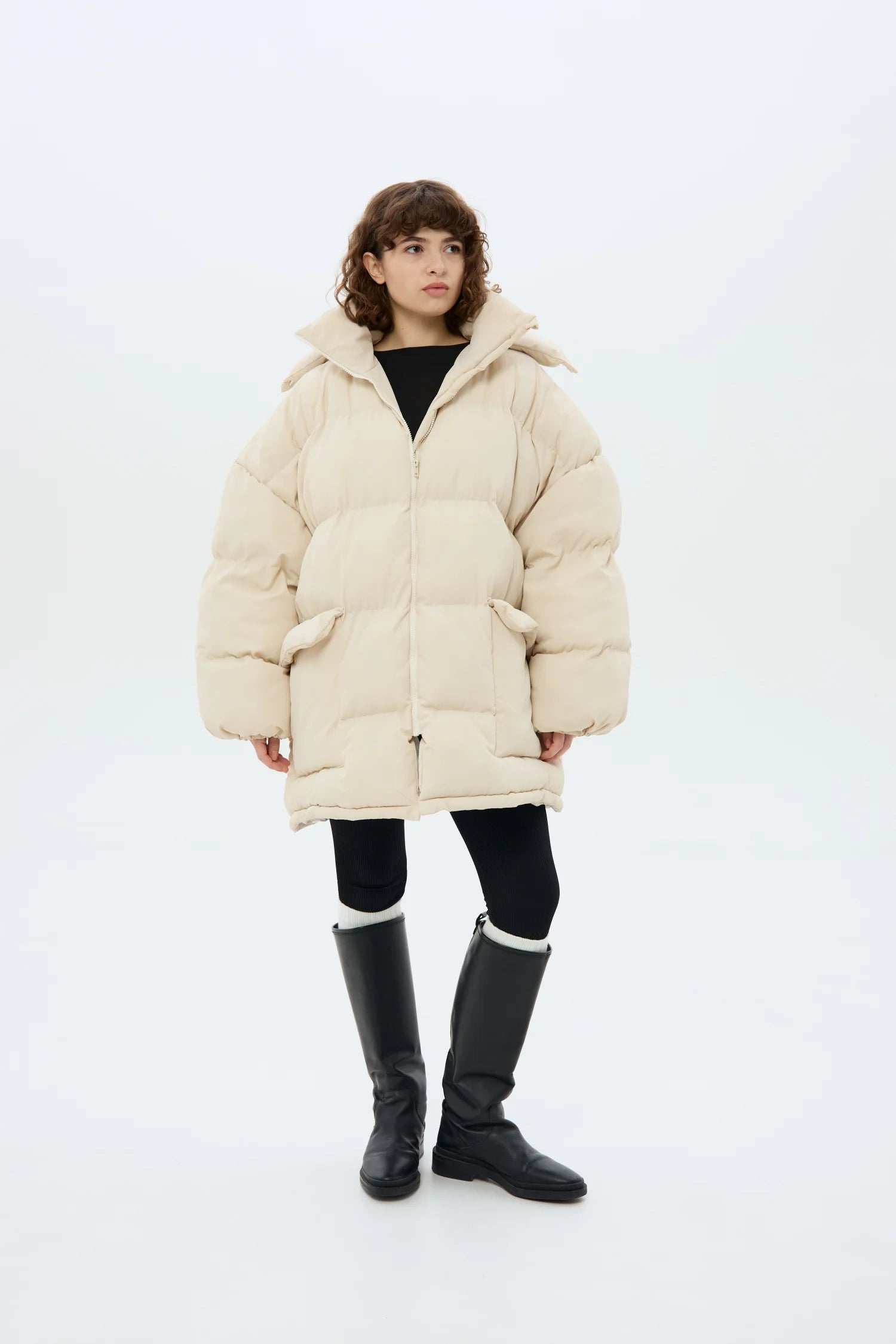 Пуховик Oversize молочний