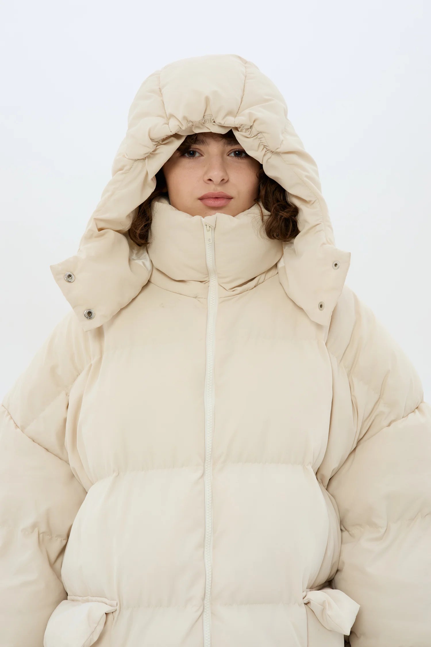Пуховик Oversize молочний